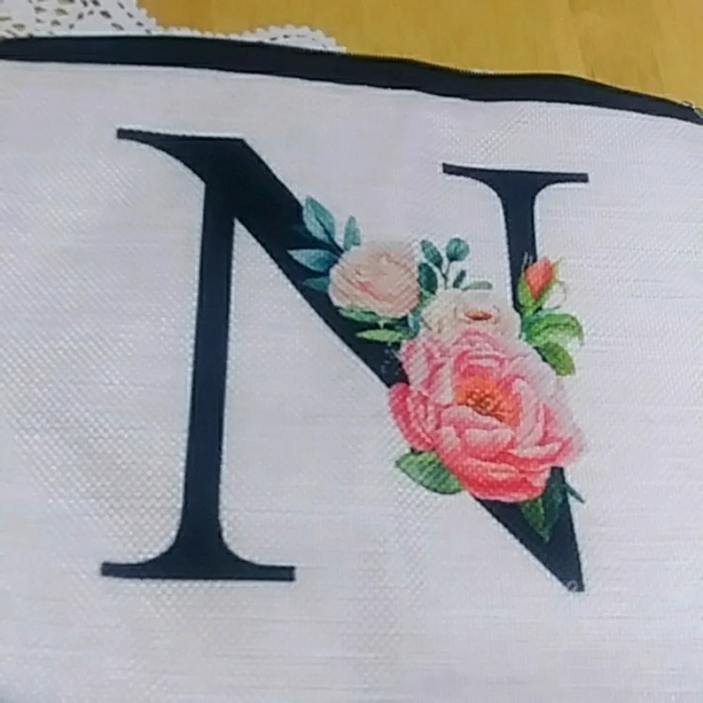 Alphabet lined Cosmetic / makeup / toiletry bag, the initial 